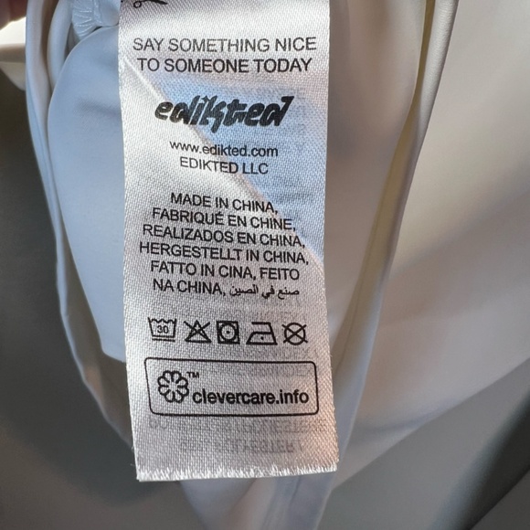 Edikted Women's Top Long Sleeve Shirt White Ivory Round Neck Stretch Soft Medium - Picture 10 of 10